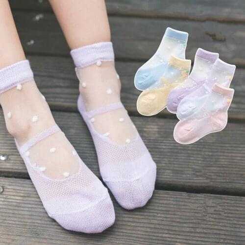 5 Pairs/Lot Summer Girls Socks For Children Kids Mesh Style Baby Girl Breathable Socks With Elastic Dot Flowers Sock Wholesale