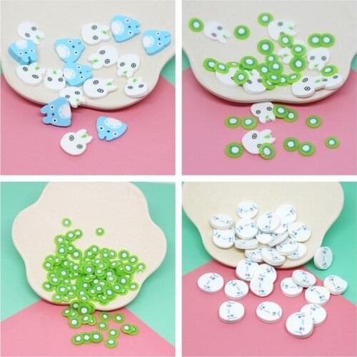 50g/lot Cartoon Dog Horse Animals Fruits Slices Soft Hot Clay Sprinkles for Slime Filling Polymer Crafts DIY Nail Art Decoration