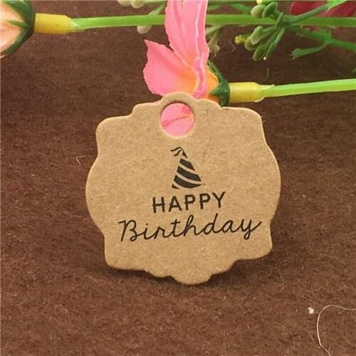 500Pcs/Lot 3x3cm Brown Kraft Paper Tags With Strings Handmade Gift Tags Jewelry Boxes Packaging Labels Price Tags Customized