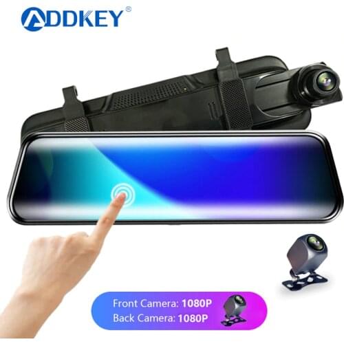 ADDKEY Car DVR 10 Inch Touch Video Recorder Mirror Camera FHD 1080P Dual Lens with Rear View Camera Auto Registrator Dash Cam