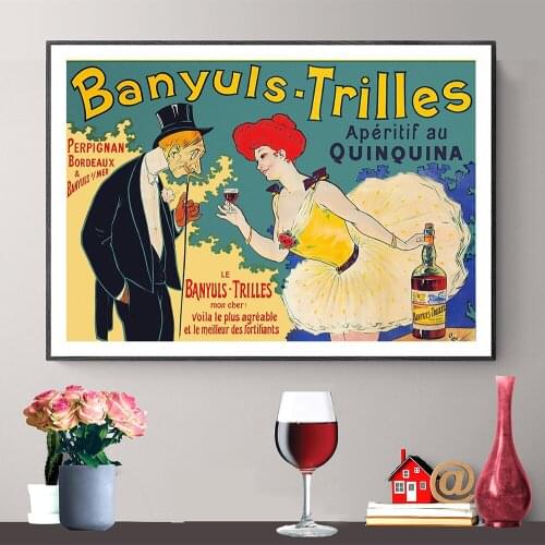 Banyuls-Trilles Aperitif au Quinquina Vintage Food&Drink Poster Canvas Poster Gift Idea Pictures Wall Art For Dining Room Bar