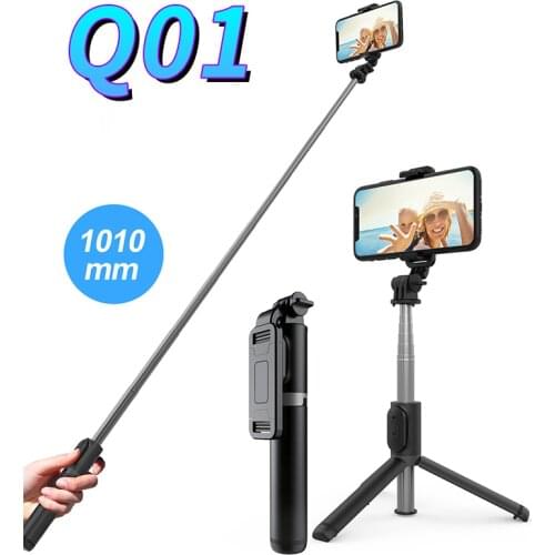 Q01 101cm Wireless Bluetooth Selfie Stick Foldable Tripod Expandable Monopod with remote shutter For smartphone Action Camera