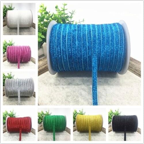 5 yds 3/8"(10mm) Glitter Velvet Ribbon Wedding Party Decoration Handmade Ribbon Gift Wrapping Hair Bowknot DIY Christmas Ribbon
