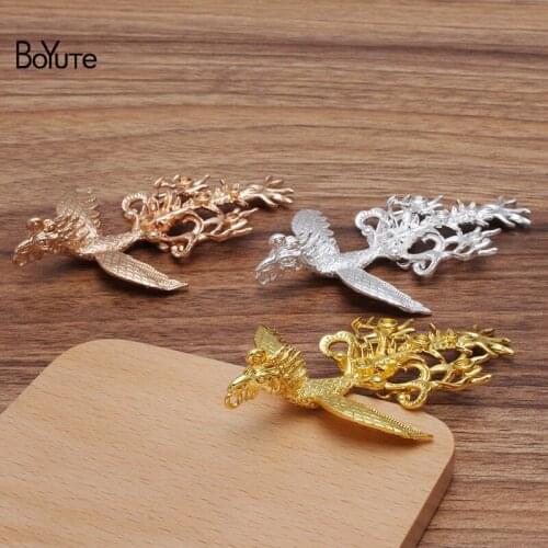 BoYuTe (5 Pieces/Lot) 55*84MM Metal Alloy Phoenix Pendant Materials Factory Direct DIY Handmade Hair Jewelry Accessories