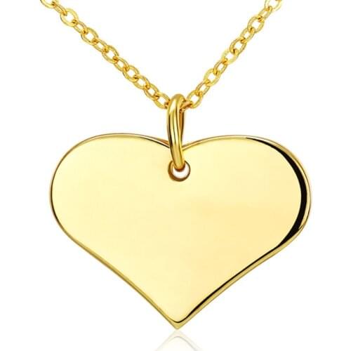 Simple Style Heart Pendant Chain Yellow Gold Filled Smooth Womens Pendant Necklace Gift