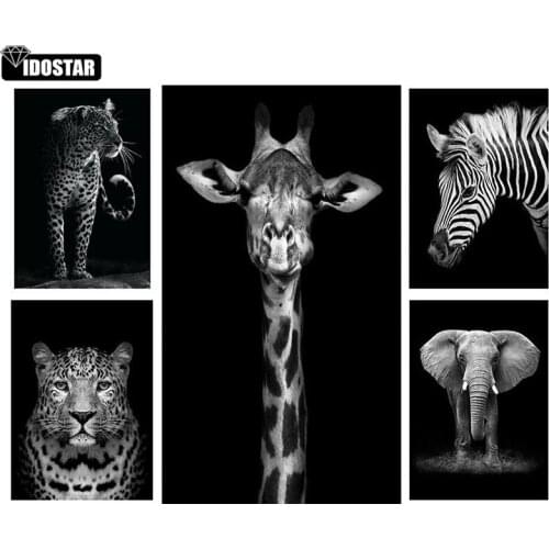 Black White Elephant Giraffe Zebra leopard rhinoceros animal 5D full square/round diamond Embroidery mosaic painting home decor