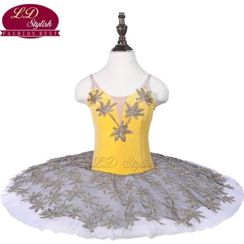 Kids Yellow Classical Ballet Tutu Don Quixote Performance Dancewear Girls Ballet Dance Competition Costumes Women Ballet Skirt
