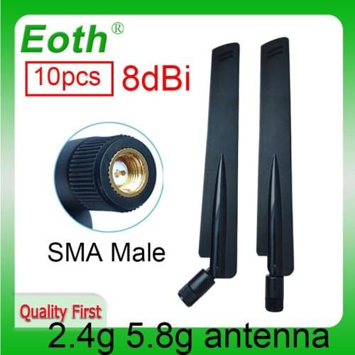 10pcs 2.4GHz 5GHz 5.8Ghz Dual Band wifi Antenna 8dBi SMA Male Connector wi fi 2.4 ghz 5G 5.8G Antena aerial wireless router