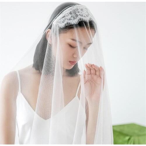 Long Vintage Juliet Cap lace Wedding Bridal Veils White Tulle Floral Veils for brides Voile mariage blanc Longue Dentelle Tulle