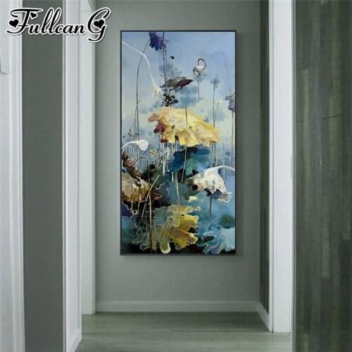 FULLCANG lotus leaf abstract landscape large diamond painting 5d diy full drill mosaic embroidery kit wall decoration FC3586