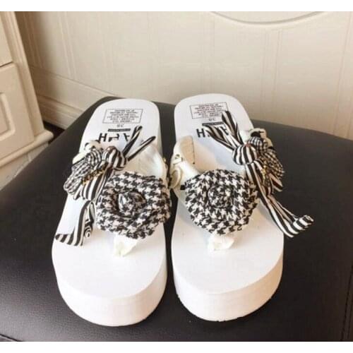 HAHAFLOWER Fashion Wedge Casual Bohemian Ladies flip flop Sandals flower Rabbit Slippers Shoes Beach Sandals slippers