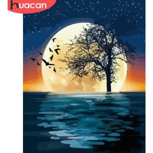 HUACAN Paint By Number Sea Scenery Drawing On Canvas HandPainted Painting Art Gift DIY Pictures By Number Tree Kits Home Decor