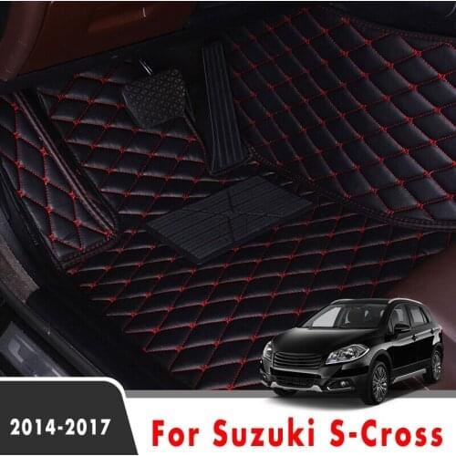 Artificial Leather Car Floor Mats For Suzuki S-Cross 2017 2016 2015 2014 Custom Auto Styling Foot Pads Automobile Carpets Cover