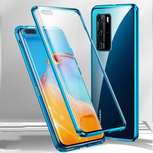 Metal 360 Protective Double Sided Glass Phone Case For Huawei P40 Lite P20 P30 Mate 30 20 20X Lite Pro Full Protector Back Cover