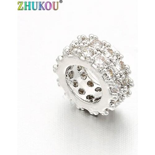 7mm Fashion Brass Cubic Zirconia Spacer Beads DIY Jewelry Bracelet Necklace Making, Model: VZ96