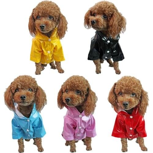 Rainy Season Fashionable PU Reflective Strip Pet Raincoat Hooded