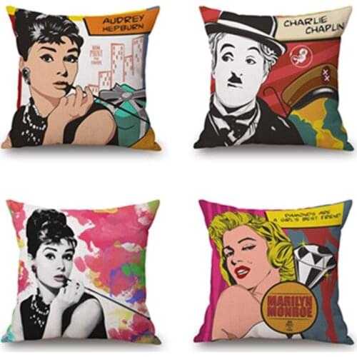 New Audrey Hepburn Home Decor Sofa Throw Pillow Fashion Style Cushion Square Printed Cojines High Quality Cotton Linen Almofadas