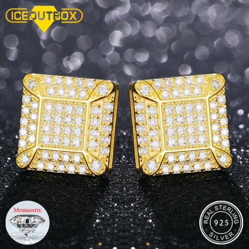 New Square Real D Color Moissanite Stud Earrings 100% 925 Sterling Silver Sparkling Engagement Party Fine Jewelry Ear Accessiory