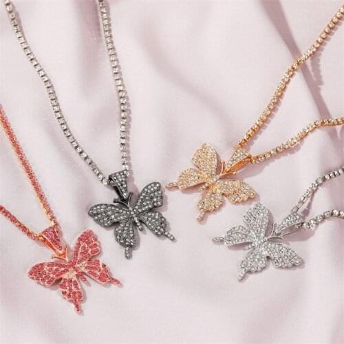 New Crystal Pave Butterfly Pendant Cubic Zircon Pendant Necklace Fashion Jewelry