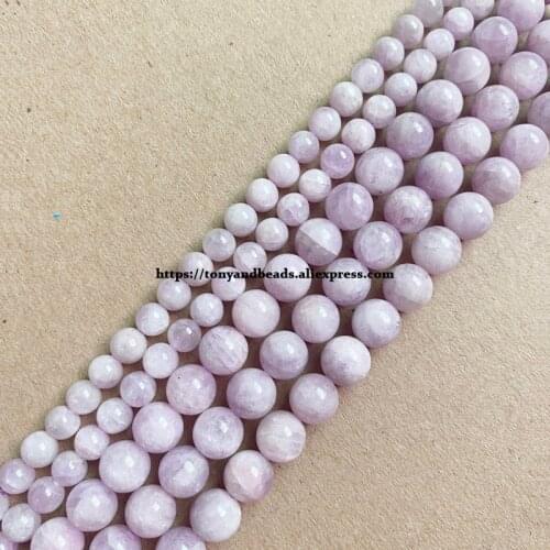Genuine Semi-precious Natural Madagascar Kunzite Spodumene Stone Round Loose Beads 6 8 10MM For Jewelry Making