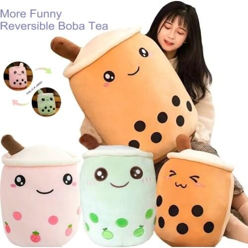 25-70cm Cartoon Fruit Bubble Tea Cup pillow stuffed soft Drink Apple Milk Tea back cushion fast food gifts for kids birthday
