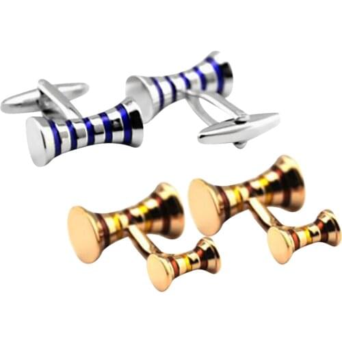 Striped Tubular Wedding Business Cufflinks Mens Suit Jewelry Ornaments
