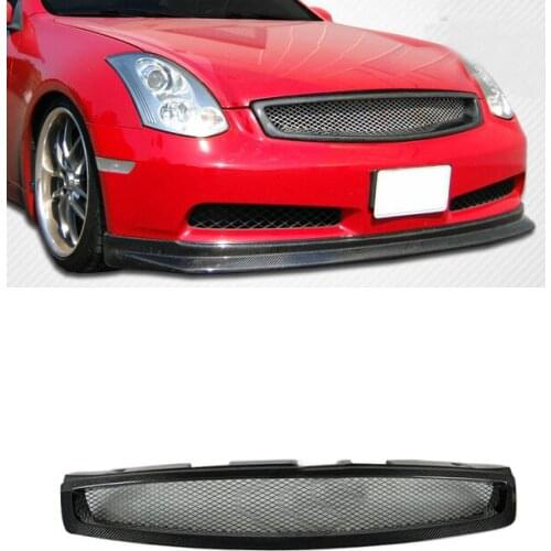 Real Carbon Fiber Grill Grille Grilles Front Mesh Bumper Upper Lip Vent Body Kit For Infiniti Coupe G35 2-Door Only 2003-2007 06