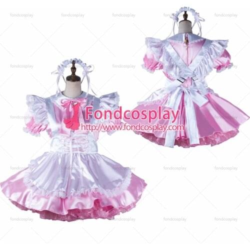 Sissy maid satin dress lockable Uniform cosplay costume Tailor-made[G2194]