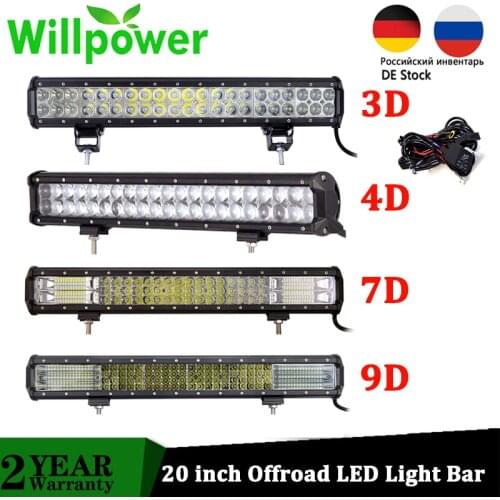 Willpower 20" inch LED Driving Light IP67 waterproof work light offroad car led light bar for 4x4 4WD Truck Tractor 12V 24V