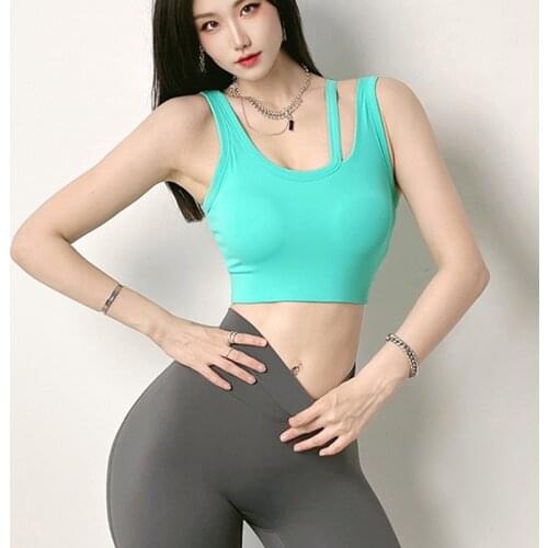 Shockproof Sports Vest For Women Gym Yoga Bra U collar Fitness Push Up Crop Tops Active wear Running Tank Sexy Sports Underwear