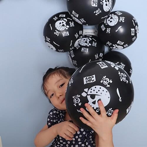 100 Pieces Of Halloween Balloons Pirate Skull Ghost Festival Birthday Masquerade Venue Decoration Childrens Toys Black Balloons