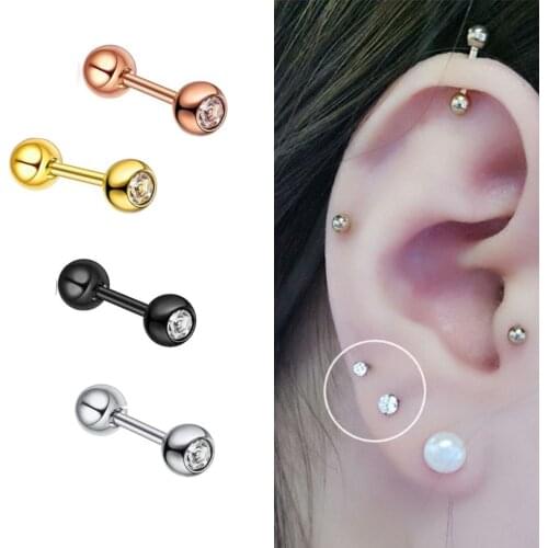 2Pcs Small Round Cz Tragus Cartilage Rook Helix Snug Conch Earring 16G Prong Gem Monroe 16G Tragus Helix Ear Piercing