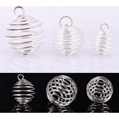 30Pcs New Arrival Silver-Color Spiral Bead Cages Pendants Findings for Women DIY Jewelry Making