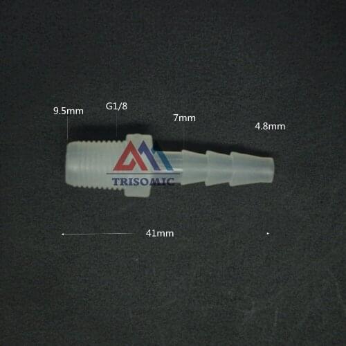 4.8mm-G1/8 Straight Connector Plastic pipe Fitting Barbed Connector with thread Material PP Fish Tank Airline Aquarium