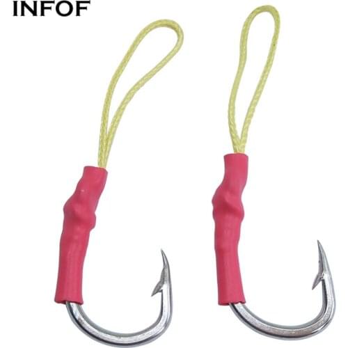 INFOF 4-pieces Frenzy Jig Assist Hooks G-Stinger Trailer Hook Specialty Saltwater Fishing Hook Terminal Tackle 4/0-10/0