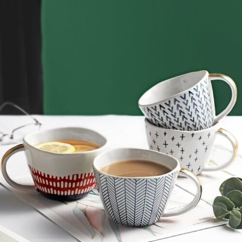 400ml Creative Handmade Irregular Shape Mugs Under Glaze Ceramic Breakfast Milk Coffee Tea Cereal Cups Kitchen Office Drink Ware