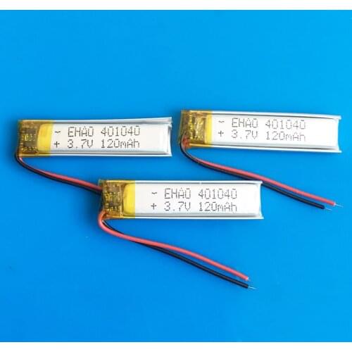 3 pcs 401040 3.7V 120mAh lipo rechargeable battery lithium polymer for MP3 GPS bluetooth headset video pen camera