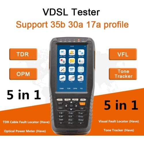 5 in 1 Mufti-Function TM600P VDSL VDSL2 Tester Support 35b 30a 17a Profile With OPM+VFL+TDR+Tone Tracker Full Funciton DHL Free