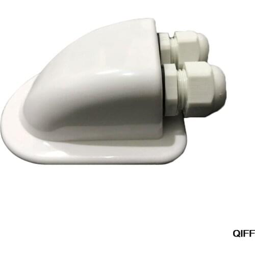 ABS Solar RV Yacht Stand Roof Duct Cable Entry Double Hole Round Junction Box White May06