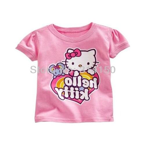 FREE SHIPPING----Baby Girls Clothes Girls Pink Short Sleeves Shirt Children Clothing Kid Summer Wear Cotton T-Shirt 1pcs