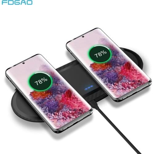 2 In 1 Wireless Charging Pad Qi 15W Dual Fast Chargers Station for iPhone 12 11 XS XR X 8 Samsung S21 Airpods Pro Ultra Slim Mat