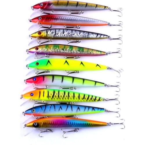 Big Sale 9pcs New Minnow Swimbait Artificial Hard Plastic Fishing Lure Pesca Fishing Tackle Bass Bait 3D Fish Eyes 12cm 13.8g
