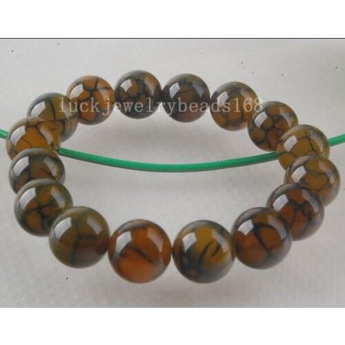 Free Shipping Fashion Jewelry 12mm Dragon Carnelian Ball Beads Stretch Bracelet 7" FG5069