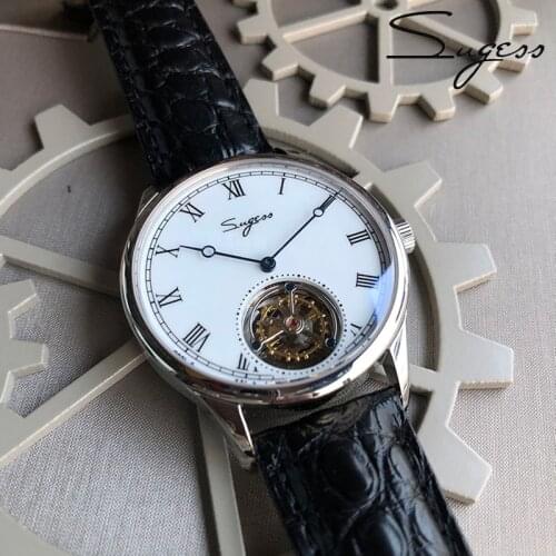 Sugess Luxury Brand Seagull Movement ST8230 Tourbillon Mens Watch Sapphire Mechanical Watch For Men Enamel Fashion montre homme