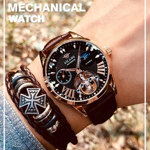 AILANG original design simple business mens watch automatic mechanical watch large dial hollow waterproof new mens watch