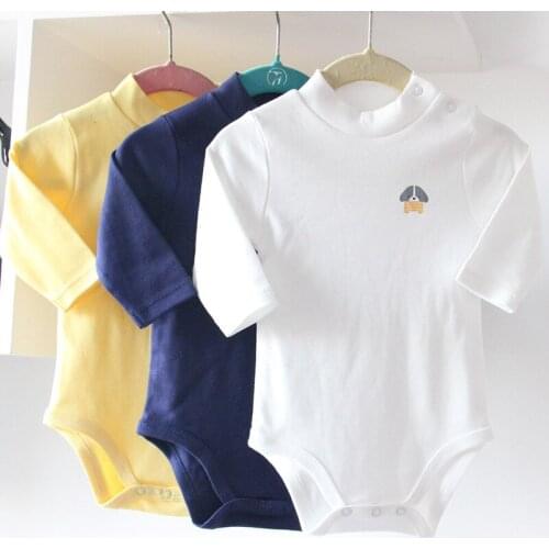 Baby clothes jumpsuit baby rompers pyjamas kids clothes turn down high neck baby boy girls clothes long sleeve children clothing