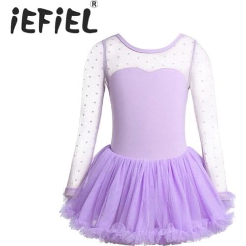 IEFiEL Girls Child Ballet Dancer Leotard Polka Dots Mesh Ballet Tulle Dress Kids Ballet Costumes Girls Dance Leotard Dancewear