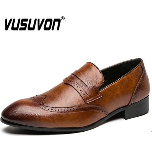 Classic Men Casual Shoes 2020 New Brand Leather Loafers for Men Pointed Toe Formal Wedding Outdoor Brogue Shoes Size 46