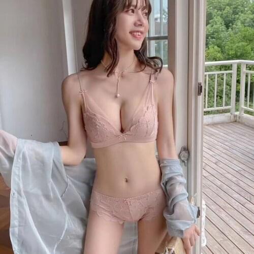 Honvieyv floral lace bra sets lingerie triangle cup bra for girls small breasts bra and panty sets Wireless Sexy bralette