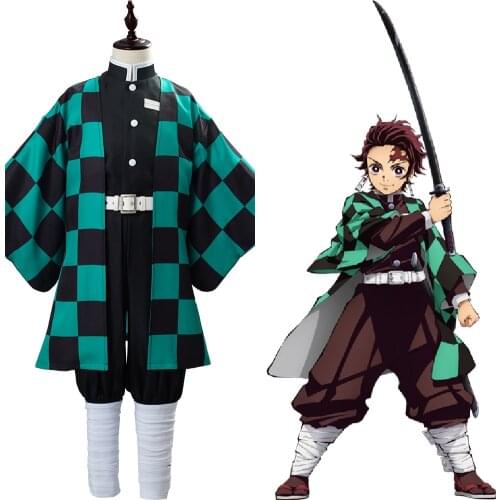 Anime Demon Slayer Kimetsu no Yaiba Kamado Tanjirou Cosplay Costume Uniform Outfits For Kids Children